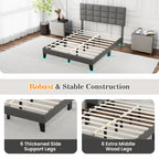 Corey Queen Size Modern Linen Bed Frame with Adjustable Headboard-Gray