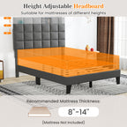 Corey Full Size Modern Linen Bed Frame with Adjustable Headboard-Gray