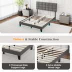 Corey Full Size Modern Linen Bed Frame with Adjustable Headboard-Gray
