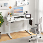 Arlo 48" Electric Height Adjustable Standing Desk with Drawers – White