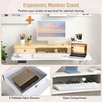 Arlo 48" Electric Height Adjustable Standing Desk with Drawers – White