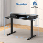 Arlo 48" Electric Height Adjustable Standing Desk with Drawers – Black