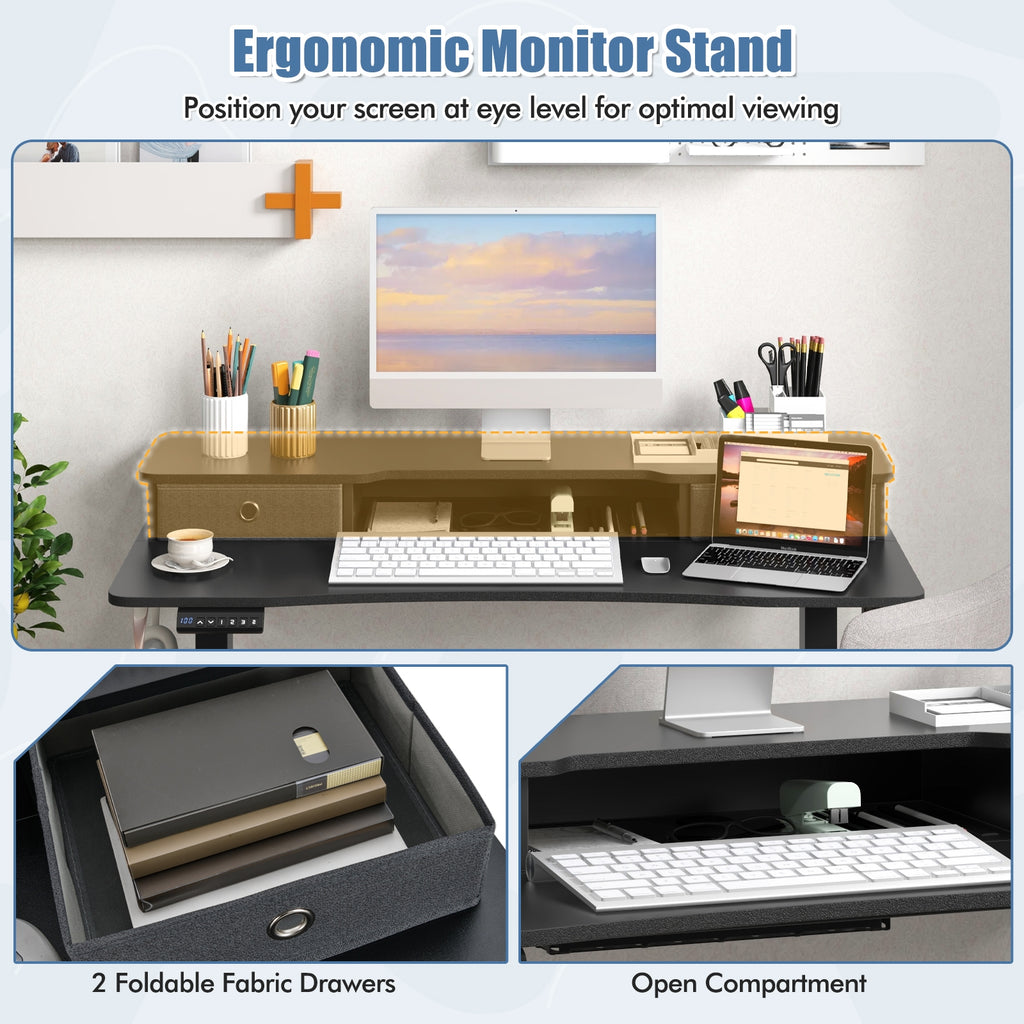 Arlo 48" Electric Height Adjustable Standing Desk with Drawers – Black