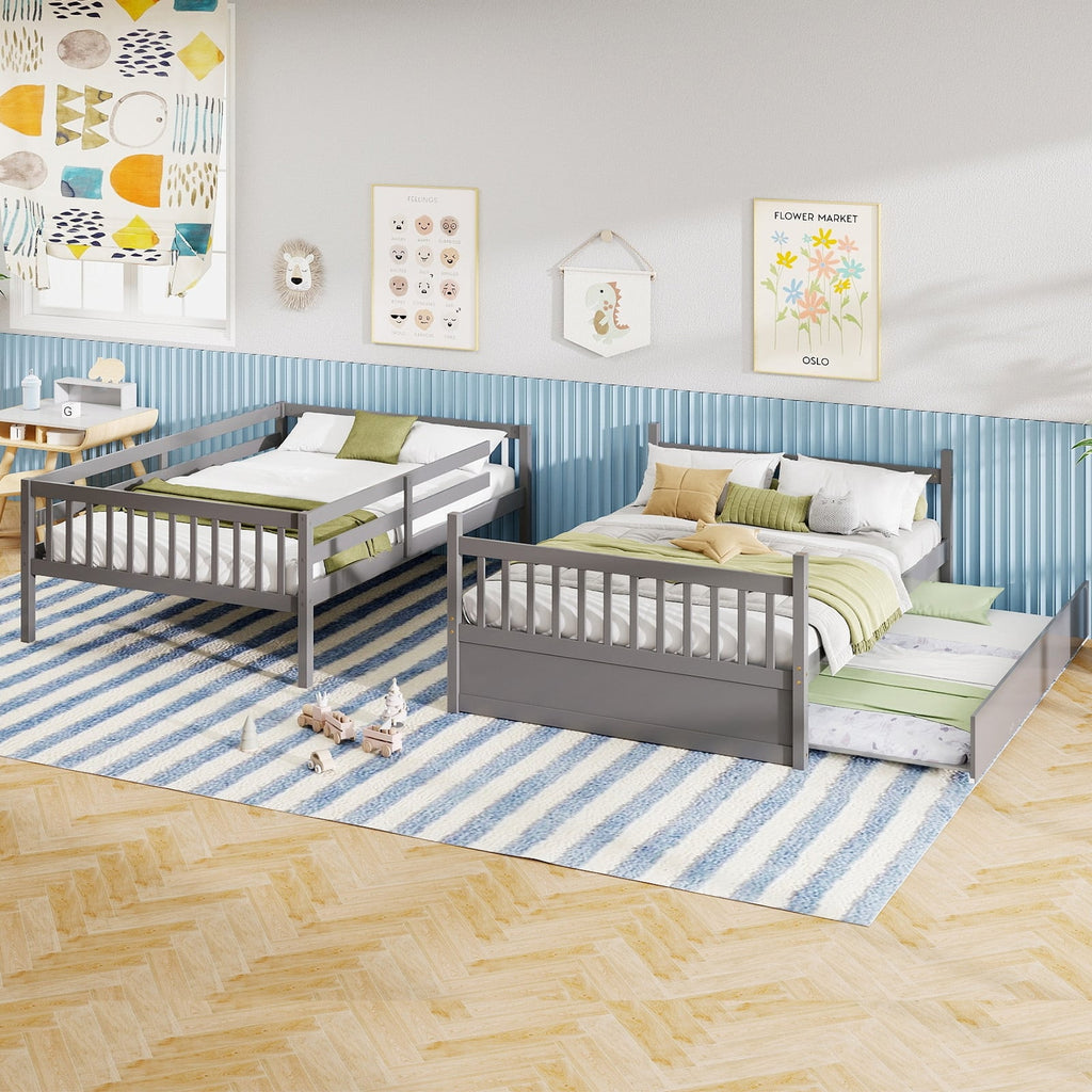 Hudson Full-Over-Full Bunk Bed with Trundle – Grey