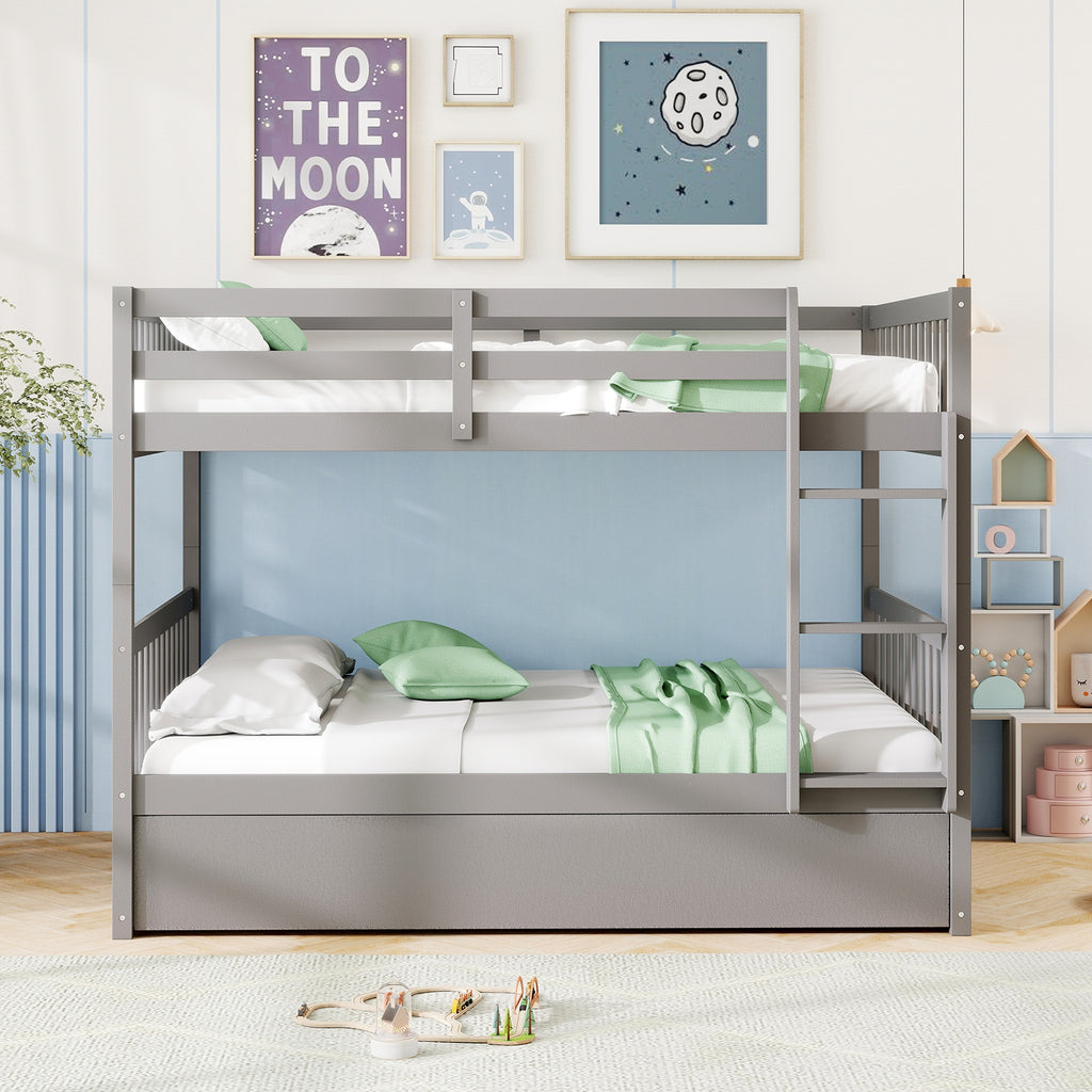Hudson Full-Over-Full Bunk Bed with Trundle – Grey