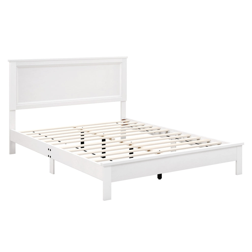Kelsey Queen solid wood bed frame with platform slats White