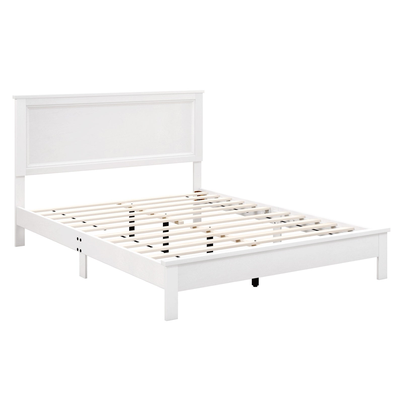 Kelsey Queen solid wood bed frame with platform slats White