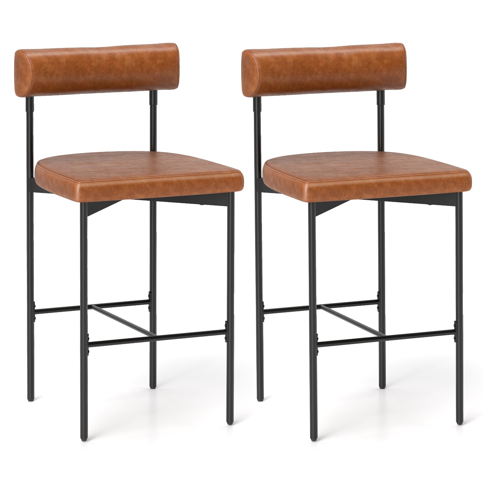 Paige modern counter height stools in Brown
