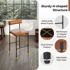 Paige 26” Counter Height Upholstered Stools-Set of 2–PVC Leather Bar Chairs with Backrest-Brown