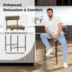 Paige 26” Counter Height Upholstered Stools-Set of 2–PVC Leather Bar Chairs with Backrest-Gray