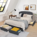Richmond Modern Upholstered Platform Bed Frame with Adjustable Headboard & 4 Storage Drawers–Full Size