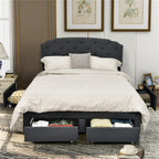 Richmond Modern Upholstered Platform Bed Frame with Adjustable Headboard & 4 Storage Drawers–Full Size