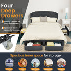 Richmond Modern Upholstered Platform Bed Frame with Adjustable Headboard & 4 Storage Drawers–Full Size