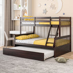 Devin Twin-Over-Full Convertible Bunk Bed with Twin Trundle-Espresso