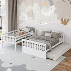 Devin Twin-Over-Full Convertible Bunk Bed with Twin Trundle-White