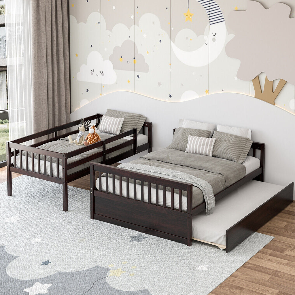 Devin Twin-Over-Full Convertible Bunk Bed with Twin Trundle-Espresso