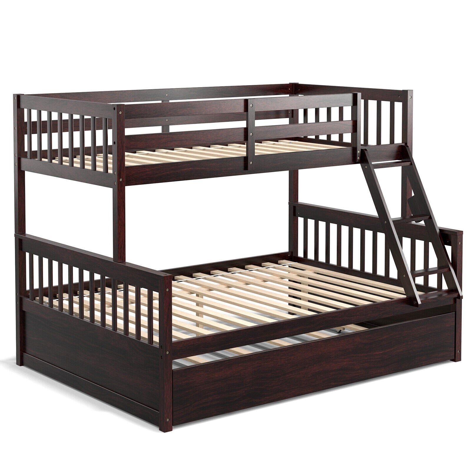twin over full bunk bed with trundle feature