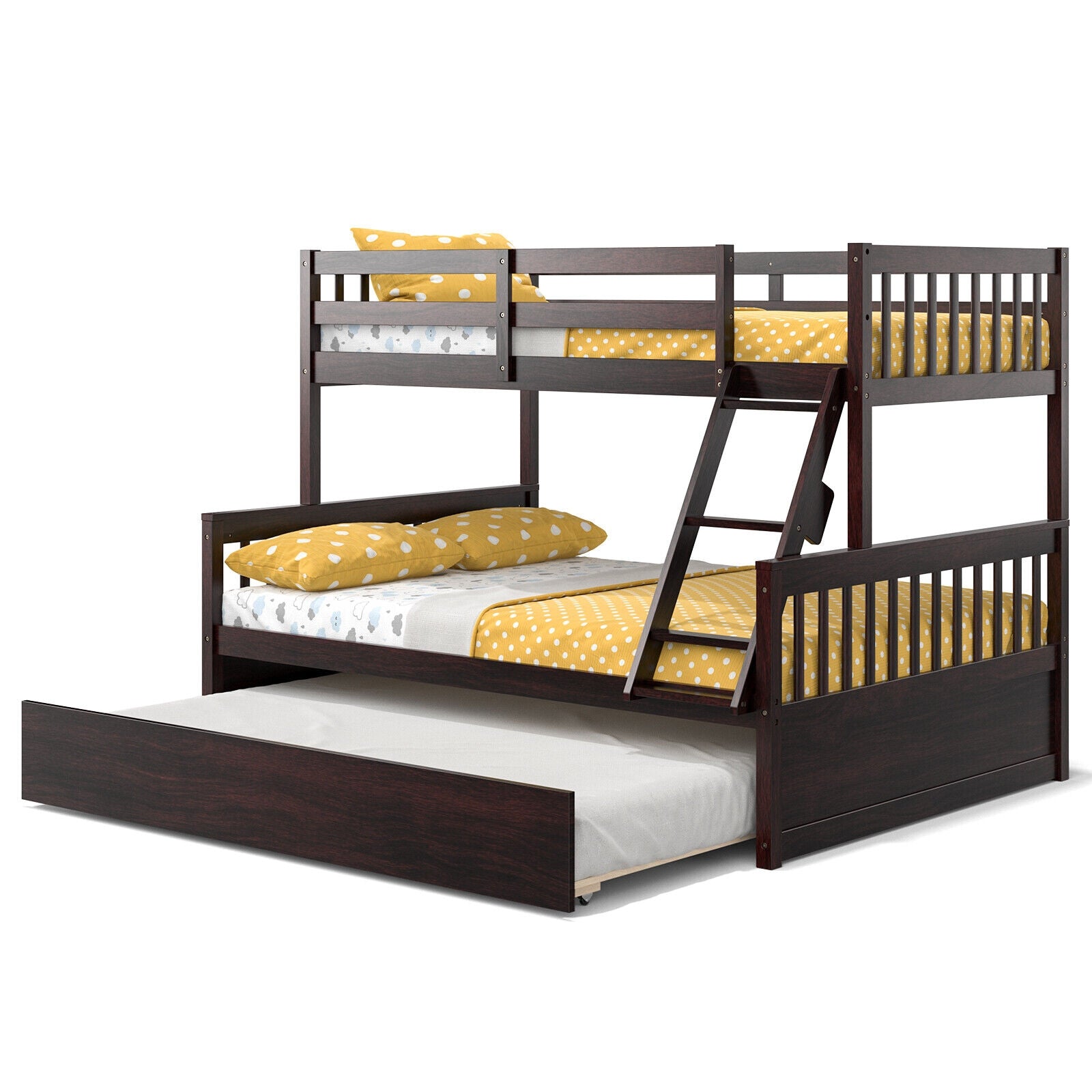 Devin Twin-Over-Full Convertible Bunk Bed with Twin Trundle-Espresso