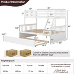 Devin Twin-Over-Full Convertible Bunk Bed with Twin Trundle-White