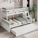 Devin Twin-Over-Full Convertible Bunk Bed with Twin Trundle-White