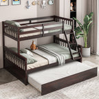 Devin Twin-Over-Full Convertible Bunk Bed with Twin Trundle-Espresso