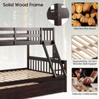 Devin Twin-Over-Full Convertible Bunk Bed with Twin Trundle-Espresso