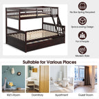 Devin Twin-Over-Full Convertible Bunk Bed with Twin Trundle-Espresso