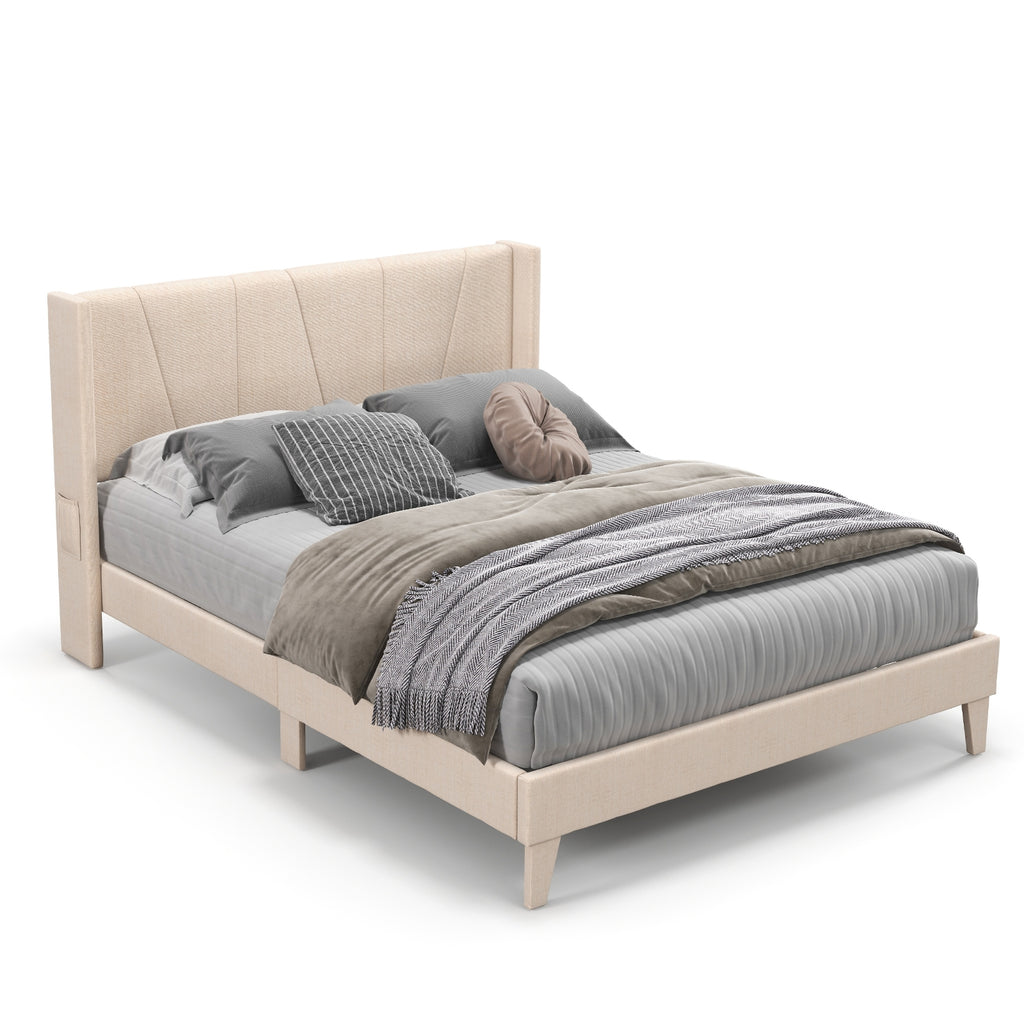 Nova queen size bed frame in fabric material