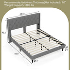 Marlow Upholstered Platform Bed with Button Tufted Headboard–Queen Size
