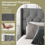 Marlow Upholstered Platform Bed with Button Tufted Headboard–Queen Size