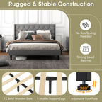 Marlow Upholstered Platform Bed with Button Tufted Headboard–Queen Size