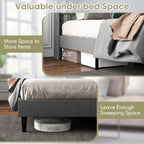 Marlow Upholstered Platform Bed with Button Tufted Headboard–Queen Size