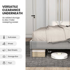 Dorian Velvet Platform Bed with High Headboard & Wooden Slats–Full Size