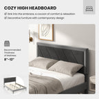 Dorian Velvet Platform Bed with High Headboard & Wooden Slats–Queen Size