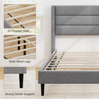 Ellison Linen Upholstered Platform Bed Frame with Wingback Headboard-Queen Size