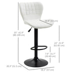 Avion Counter/Barstools with Adjustable Height and Swivel-Set of 2-White