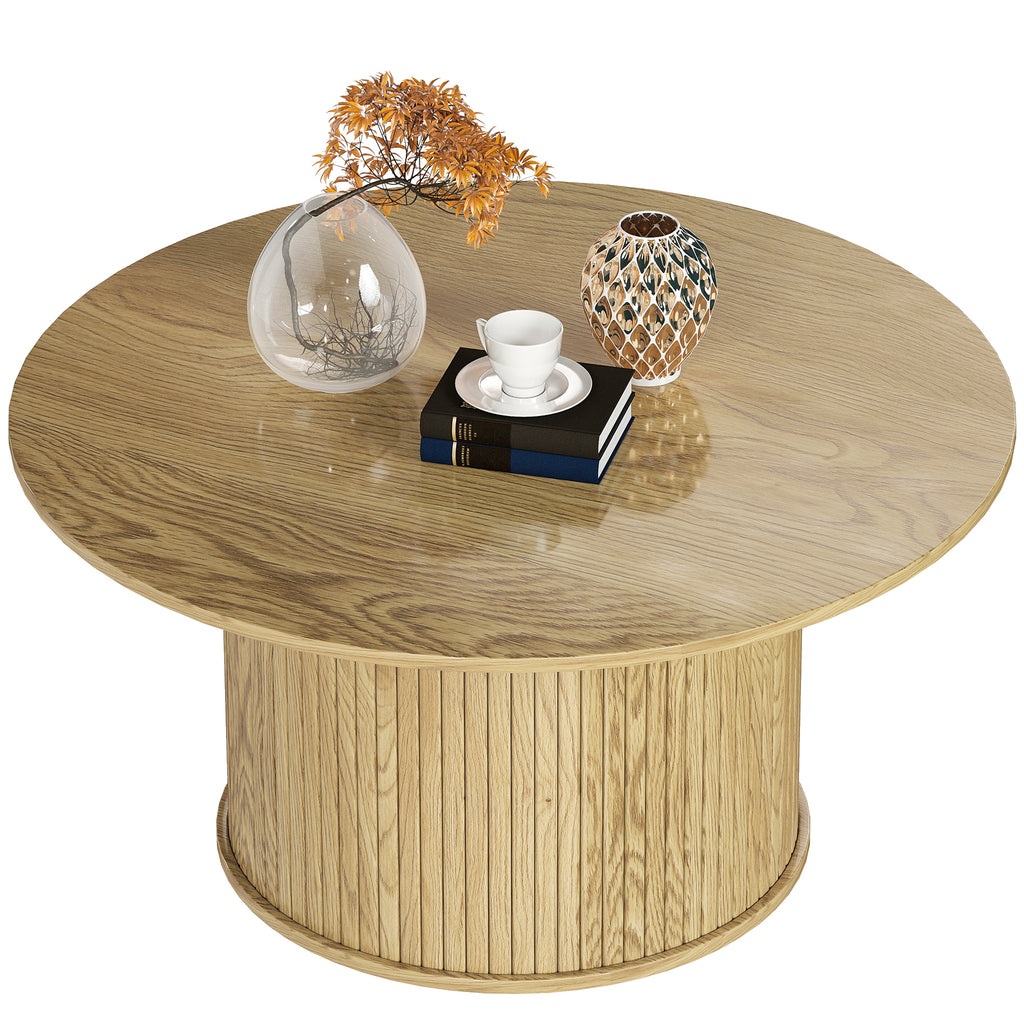 Cedar 31.5" Round Coffee Table, Nordic Style