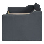 Theo Twin Size Upholstered Daybed with Trundle and Three Drawers, Pull-out Bed, 81" L x 41" W x 35.5" H, Gray