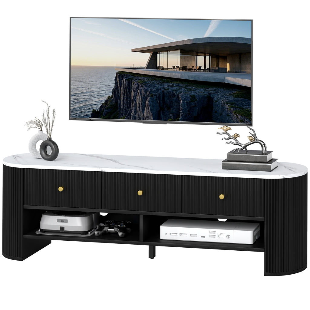 Colby TV Stand Modern TV Table with Marble-Effect Top