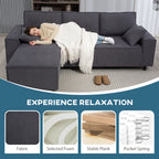 Ronny Reversible Sectional with Changeable Chaise- Charcoal Grey
