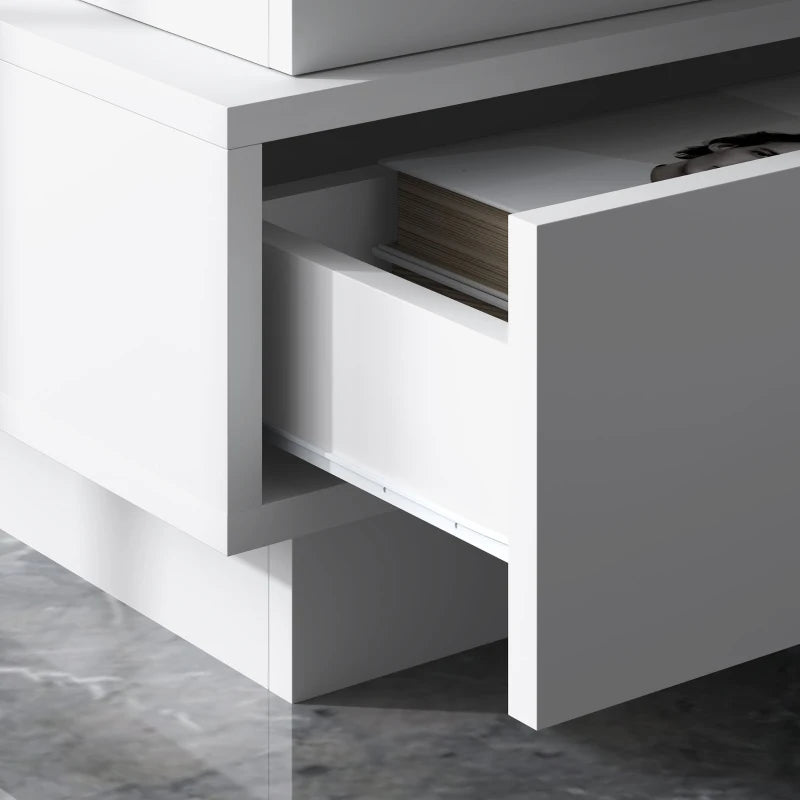 Emma Bedside Table with Charging Station and LED Light Modern Nightstand with USB Ports AC Outlets Drawers Remote, White