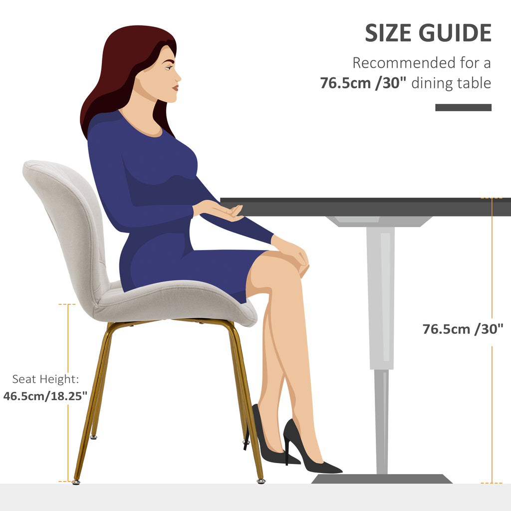 Lux Dining Chairs Set of 2, Modern Accent Chair with Cushioned Backrest, Upholstery for Living Room, Cream White