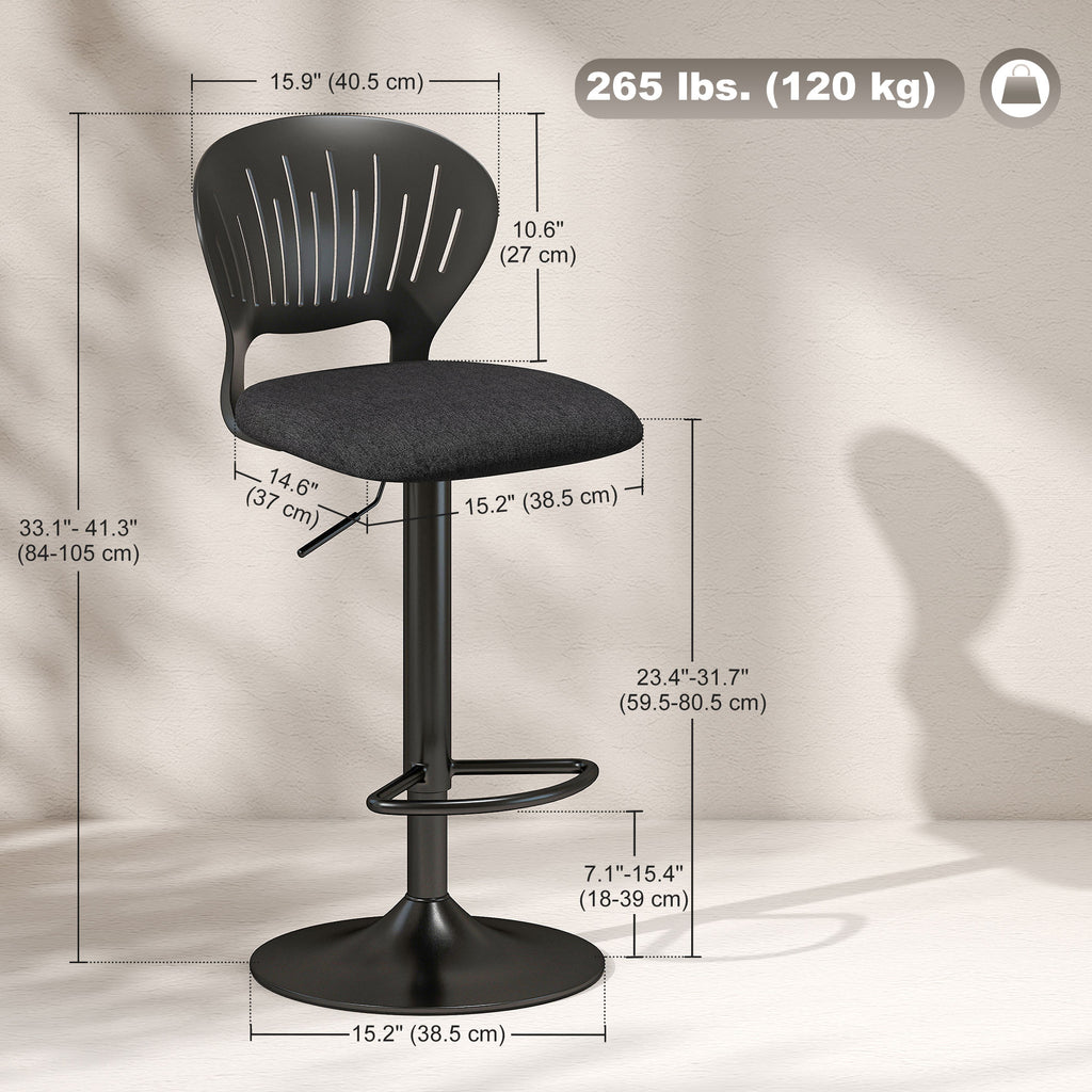 Carter Modern Adjustable and Swivel Seat Counter/Bar Height Stools-Set of 2-Black