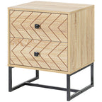 Gabi Modern Nightstand-Bedside Table with Drawers, Side End Table with Metal Legs for Bedroom, Zig Zag Design, Natural