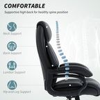 Henry Office Chair with Spring Padding, PU Leather Computer Chair with Quiet Swivel Wheels, High Back, Black