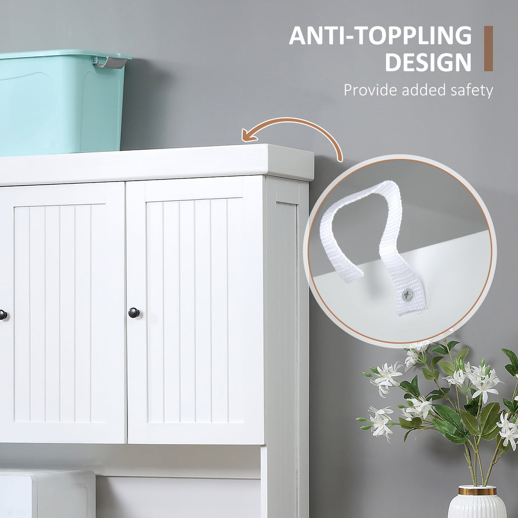 Denver 71" Kitchen Pantry Buffet with Hutch Storage Cabinet Microwave Oven Stand with Drawer, White, Oak