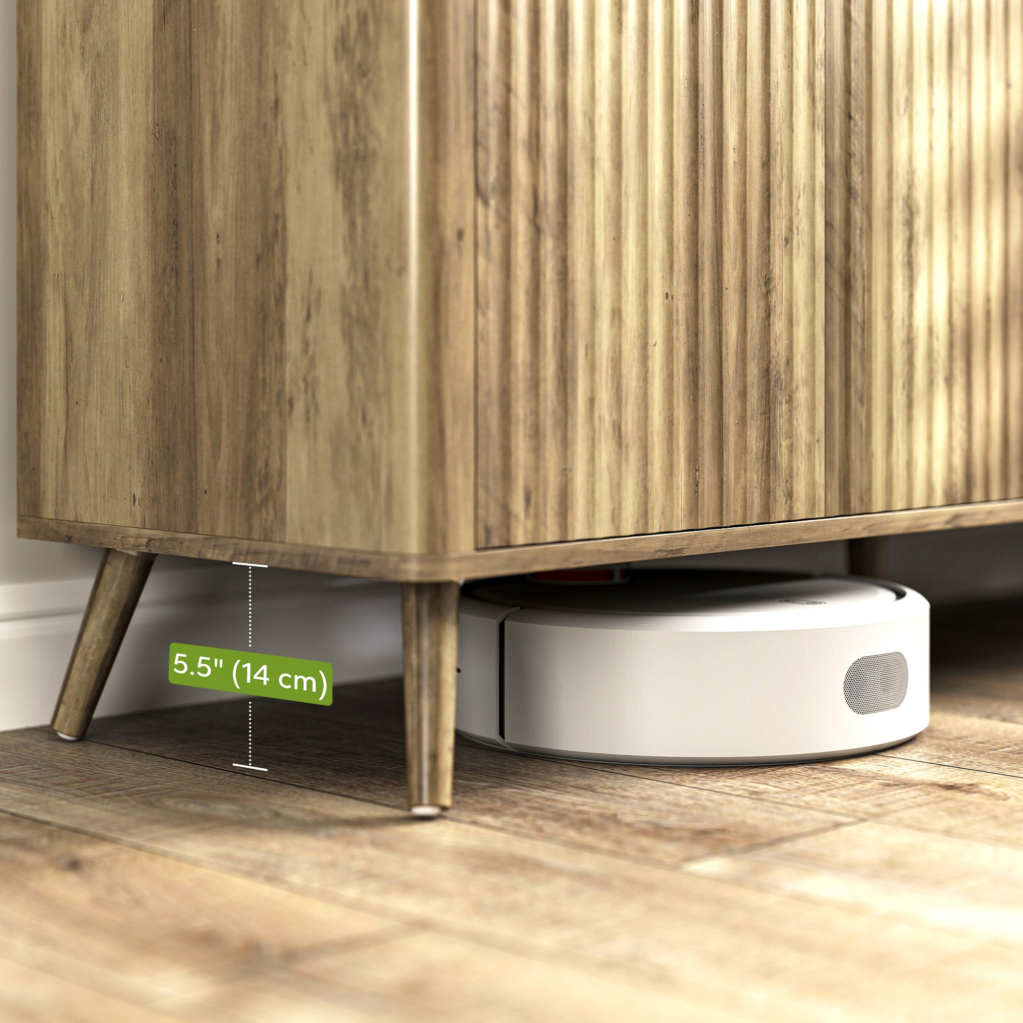 Rory 55" Buffet Cabinet, Modern Sideboard with 4 Fluted Doors and 2 Adjustable Shelves for Kitchen, Living Room, White