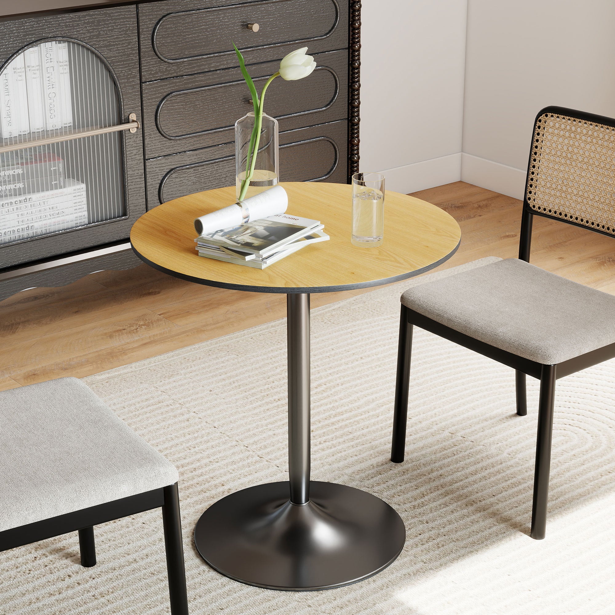  Modern Small Dining Table with Wood Veneer