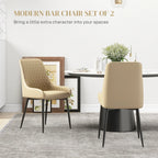 Blake Modern Dining Chairs with Diamond Tufting and Steel Legs-Set of 2-Khaki
