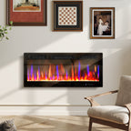 Thin electric fireplace freestanding with slim design and realistic flame effect